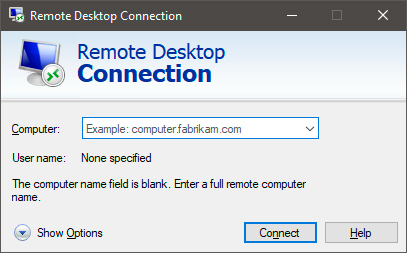Remote desktop connection Remote desktop connection