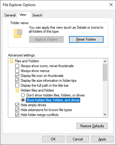 Folder Options - Show Hidden Files, Folders, and Drives Folder Options - Show Hidden Files