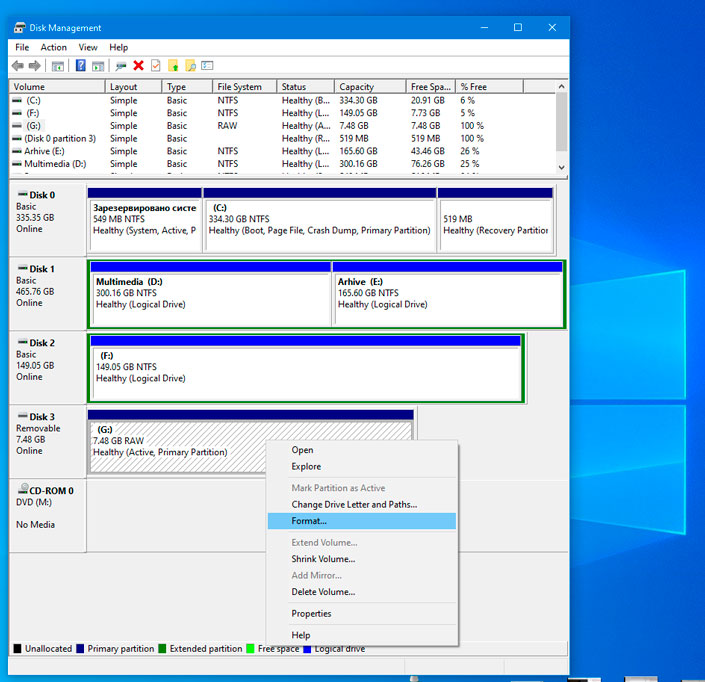 Formatting RAW file system to NTFS or FAT32 Formatting