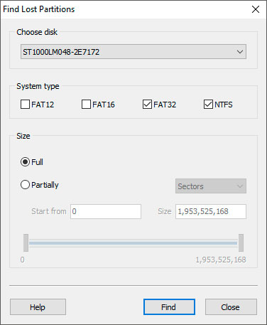 Find deleted disks tab Find deleted disks tab