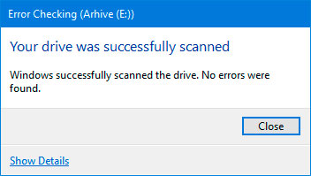Drive successfully verified Verified