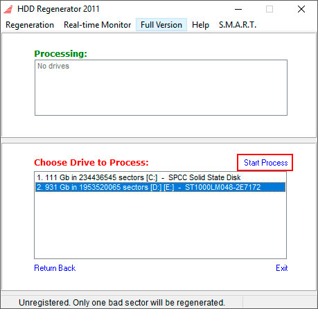 HDD Regenerator - Starting the Process HDD Regenerator-1