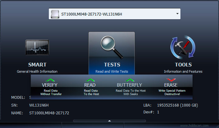 HDDScan application HDDScan
