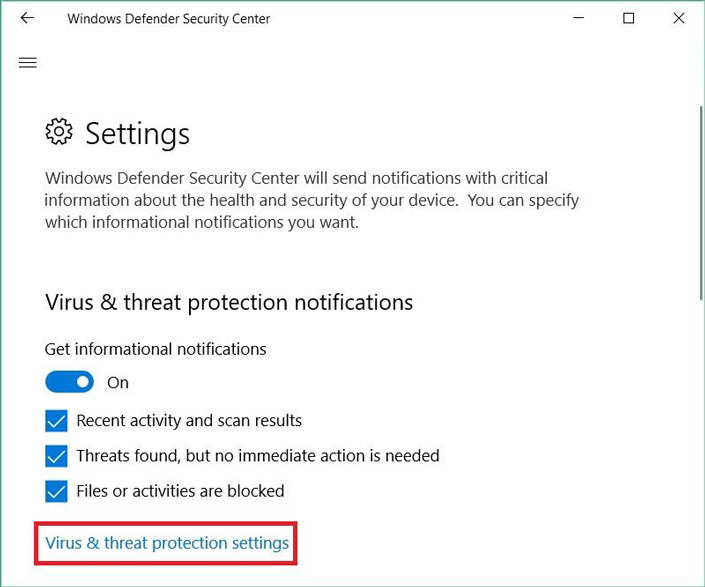 Windows Defender Security Center