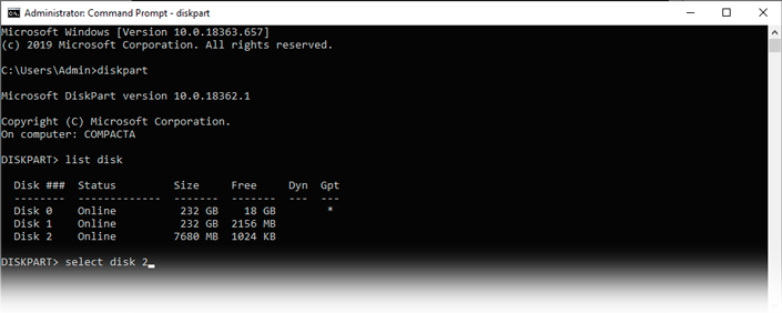 Select drive command Select drive command