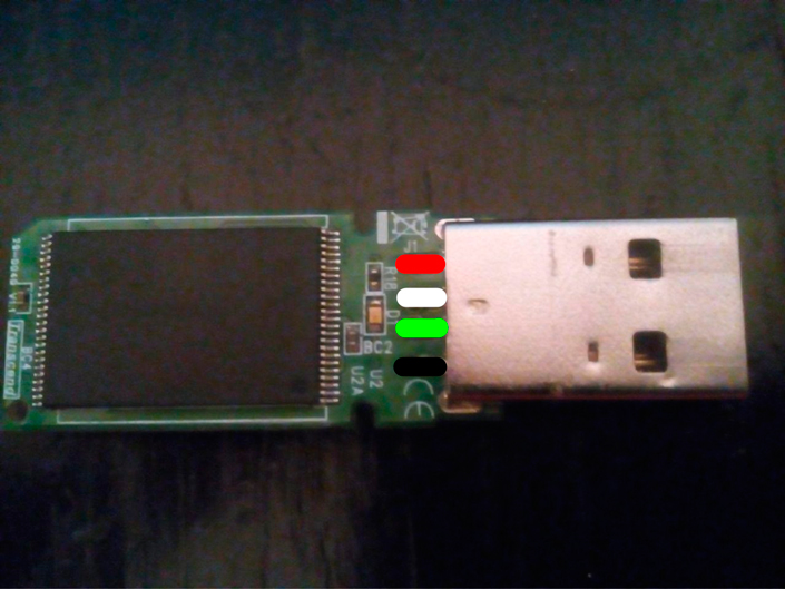 Contacts of the flash drive