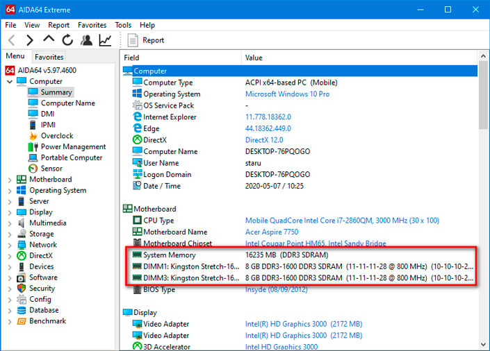 System memory in AIDA64 System memory in AIDA64