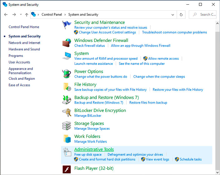Administration tab Administration tab