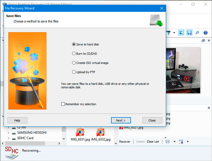 Data Recovery window Recovery window