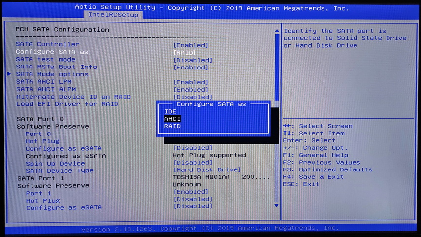 Configure SATA as