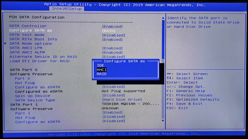 Configure SATA as