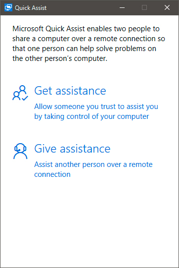 Start menu - Quick Assist