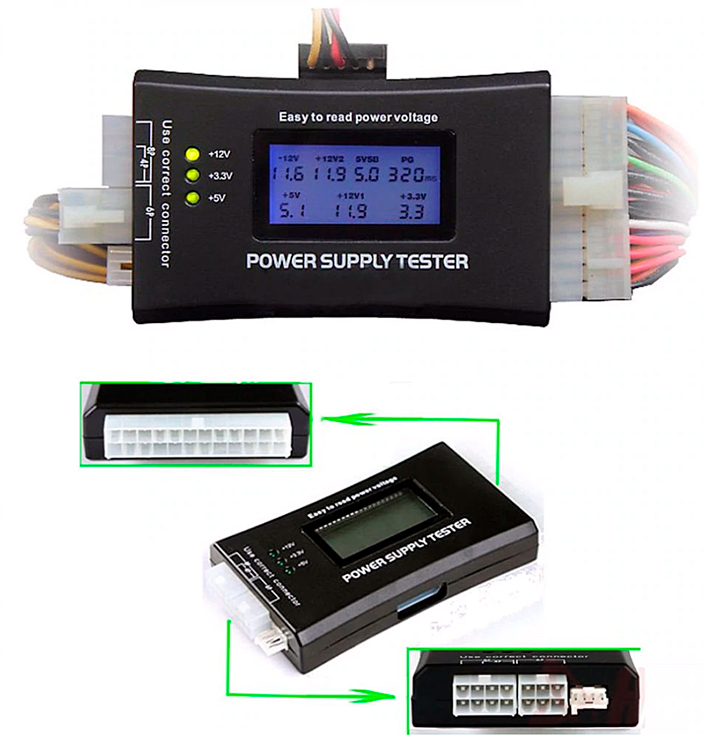 An ATX power supply tester