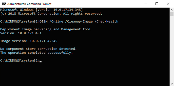 DISM command - CheckHealth