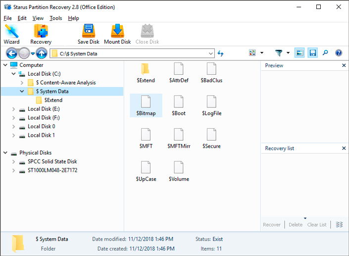 Application to restore system and hidden files Starus Partition Recovery application