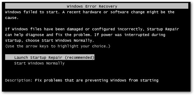 Windows Startup failed Windows Startup failed