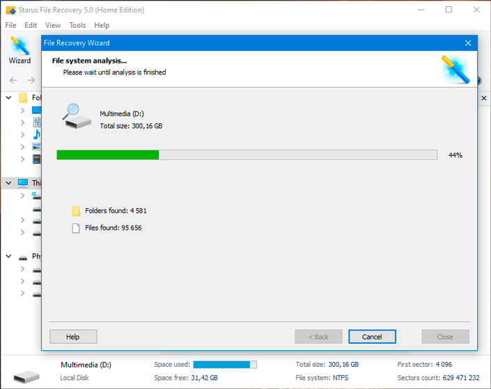 Recovery Wizard - File System Analyzing File System Analyzing
